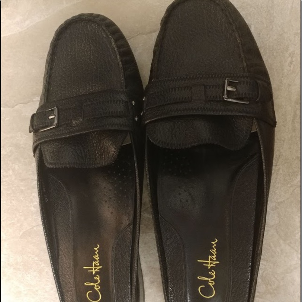 Black Soft Leather Slip on Mules, short heel
